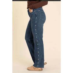 Women's Brand New Judy Blue Blue Straight Leg Jeans with Silver Studs Size 5/27